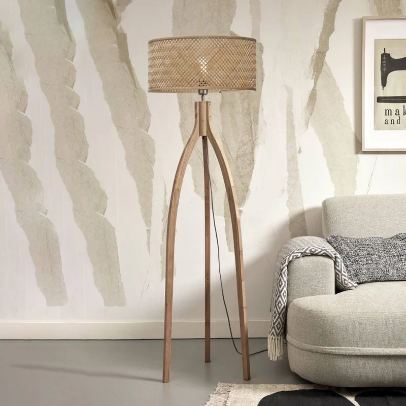 Java vloerlamp met drie poten, naturel by GOOD&MOJO in Natural – product photo 1 of 5