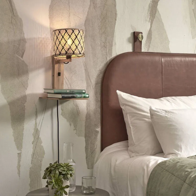 Java wandlamp, opbergplank, naturel/zwart by GOOD&MOJO in Natural, Black – product photo 3 of 5