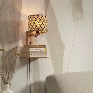 Java wandlamp, opbergplank, naturel/zwart by GOOD&MOJO in Natural, Black – product photo 2 of 5