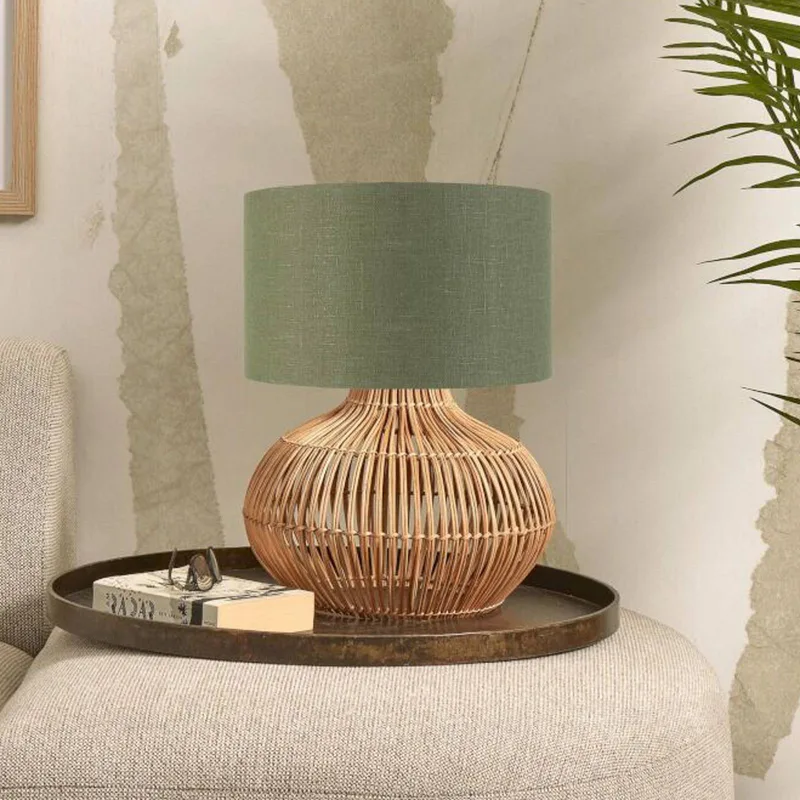 Kalahari tafellamp 32 cm groen by GOOD&MOJO in Licht hout, Green – product photo 1 of 4
