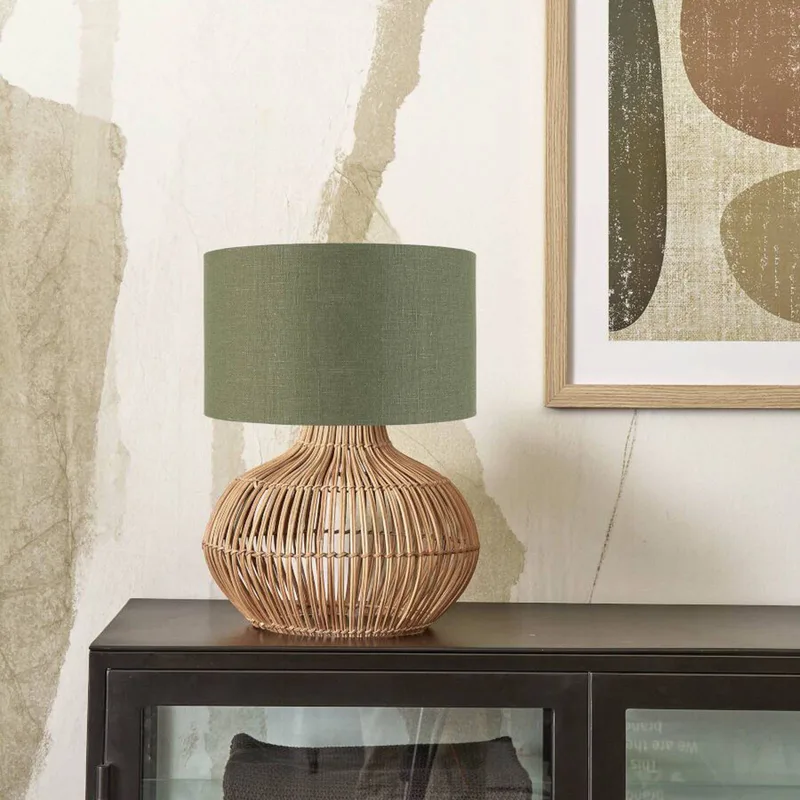 Kalahari tafellamp 32 cm groen by GOOD&MOJO in Licht hout, Green – product photo 2 of 4