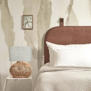 Kalahari tafellamp 32 cm, licht linnen fra GOOD&MOJO i Licht hout, Licht linnen – produktbillede 3 af 4