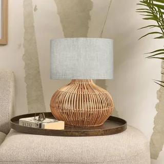 Kalahari tafellamp 32 cm, licht linnen fra GOOD&MOJO i Licht hout, Licht linnen – produktbillede 1 af 4