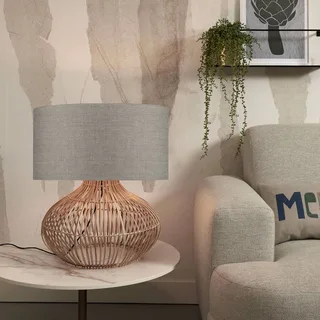 Kalahari tafellamp 47 cm, donker linnen fra GOOD&MOJO i Licht hout, Donker linnen – produktbillede 2 af 3