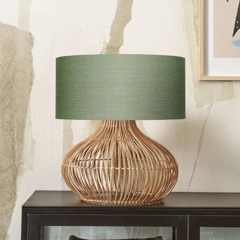 Kalahari-tafellamp 47 cm groen de GOOD&MOJO en Licht hout, Vert – photo du produit 1 sur 3
