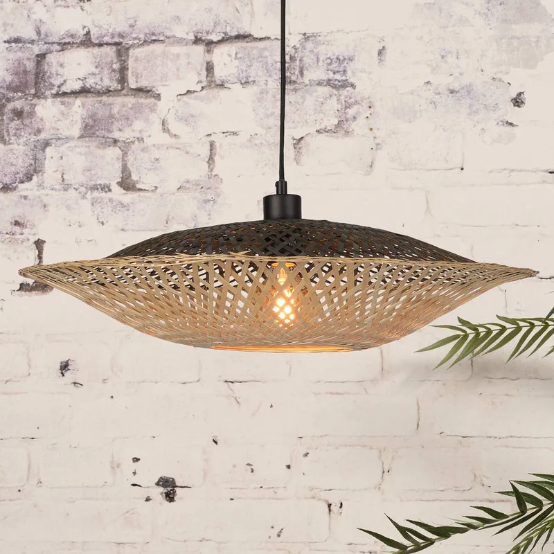 Kalimantan hanglamp horizontaal Ø60 cm van GOOD&MOJO in Naturel, Zwart – productfoto 1 van 5