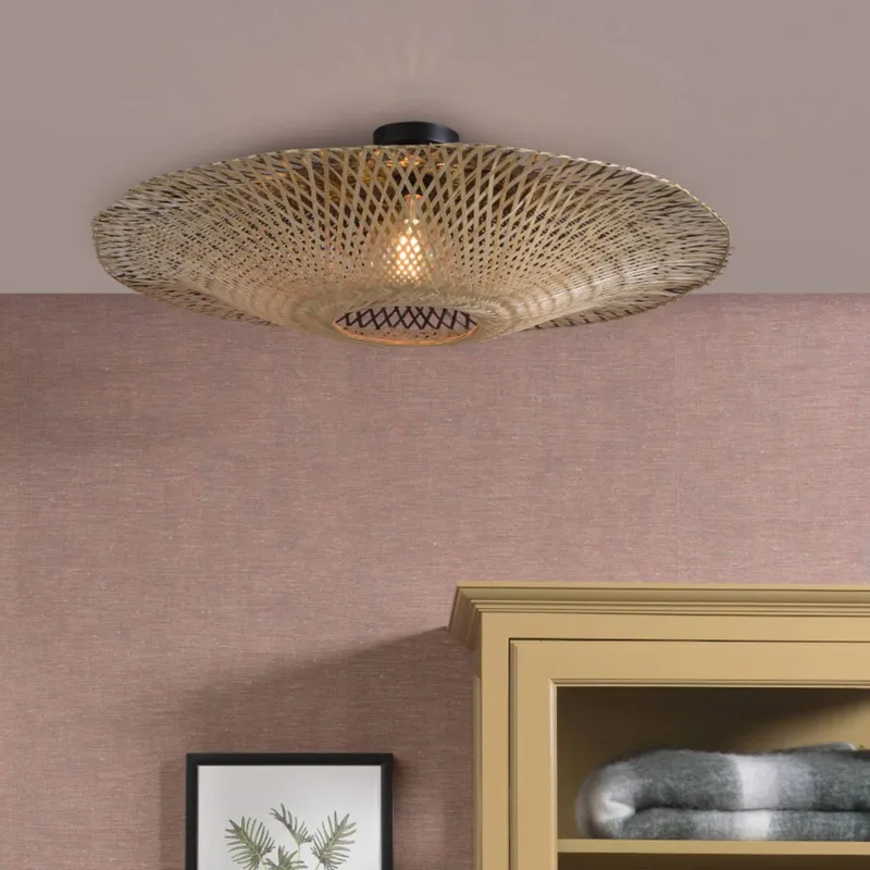 Kalimantan plafondlamp naturel, Ø 87 cm van GOOD&MOJO in Naturel – productfoto 1 van 5