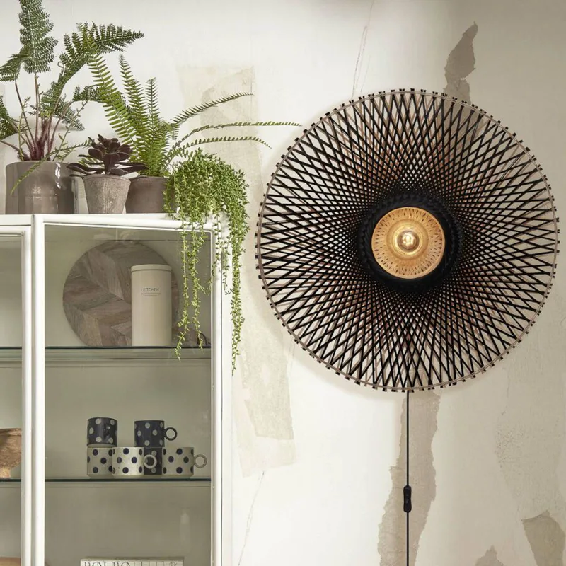 Kalimantan wandlamp, zwart/naturel, Ø 87 cm de GOOD&MOJO en Noir – photo du produit 2 sur 5