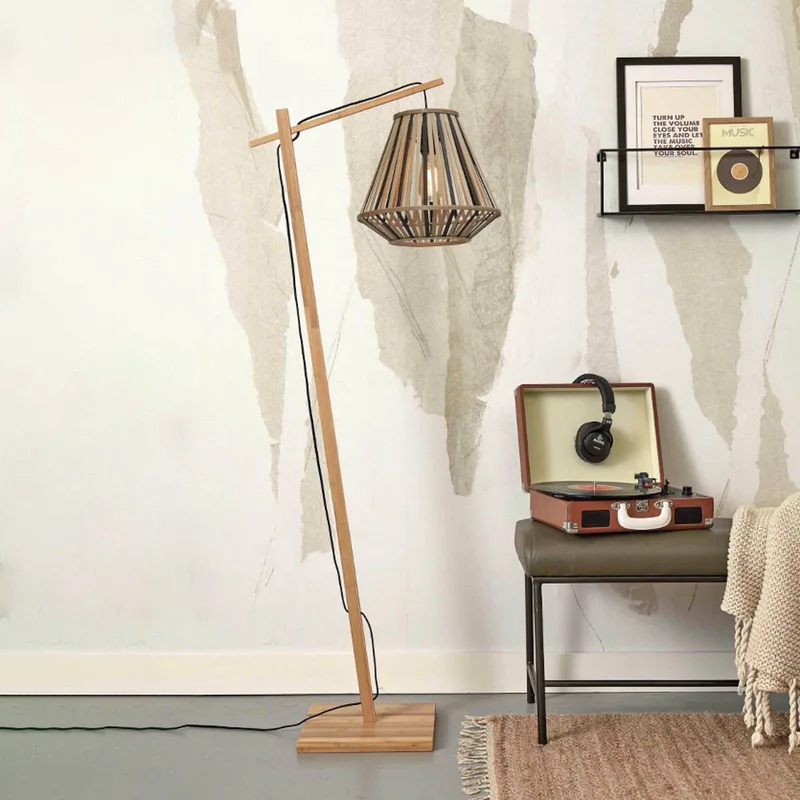 Merapi vloerlamp, naturel/zwart van GOOD&MOJO in Naturel, Zwart – productfoto 2 van 5