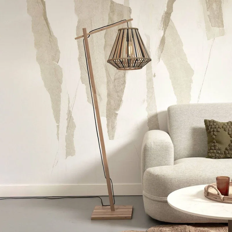 Merapi vloerlamp, naturel/zwart van GOOD&MOJO in Naturel, Zwart – productfoto 1 van 5