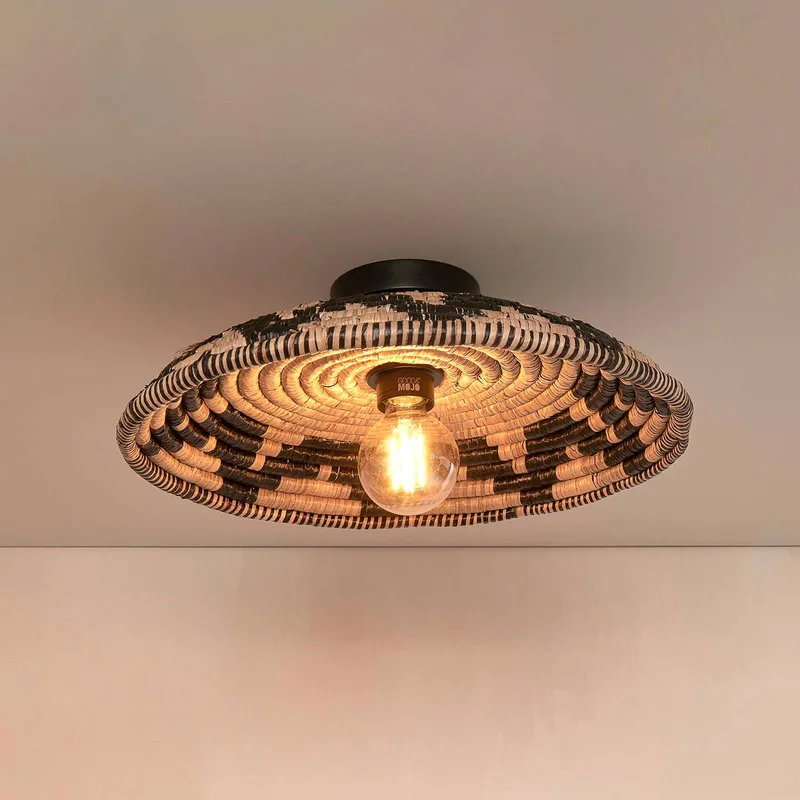 plafondlamp Andros, zwart/naturel, Ø 45 cm by GOOD&MOJO in Natuurkleurig, Black – product photo 1 of 5