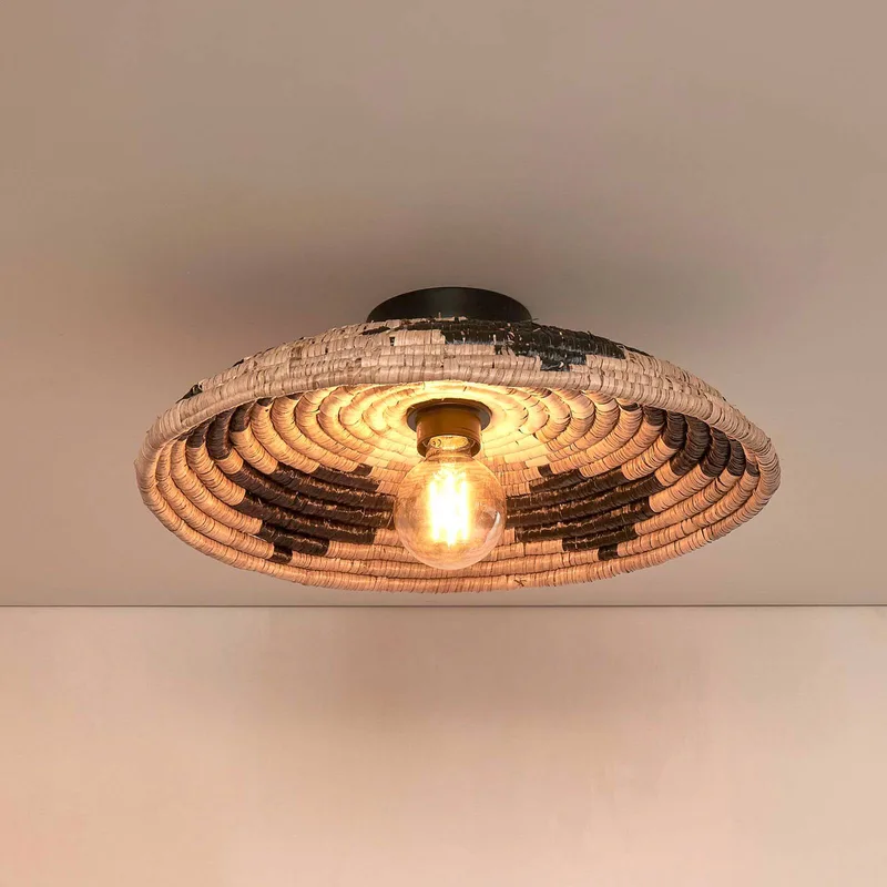 plafondlamp Andros, zwart/naturel/wit, Ø 45 cm by GOOD&MOJO in Natuurkleur, Black, White – product photo 1 of 5