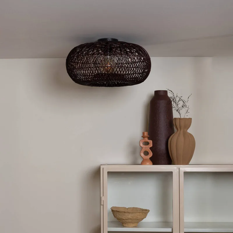 plafondlamp Arizona, rood, Ø 50 cm, bamboe, E27 by GOOD&MOJO in Bordeauxrood – product photo 2 of 5