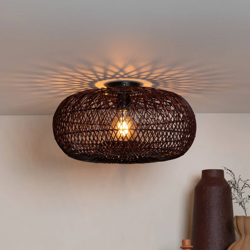 plafondlamp Arizona, rood, Ø 50 cm, bamboe, E27 by GOOD&MOJO in Bordeauxrood – product photo 1 of 5