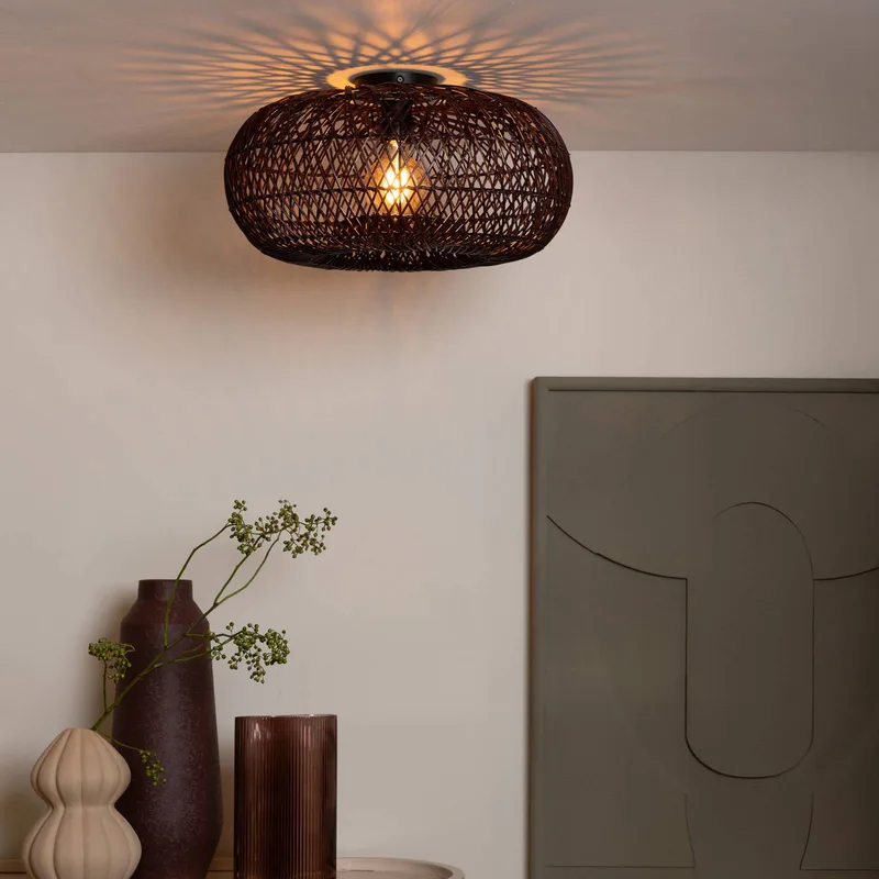 plafondlamp Arizona, rood, Ø 50 cm, bamboe, E27 by GOOD&MOJO in Bordeauxrood – product photo 3 of 5