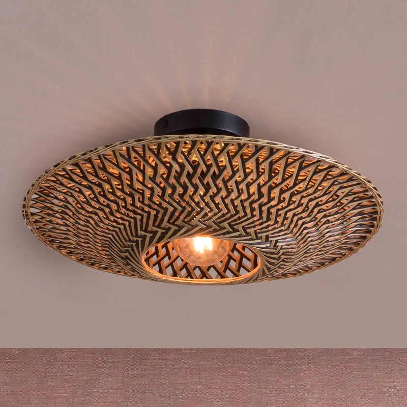 plafondlamp Bali, Ø 44 cm, zwart/naturel, bamboe von GOOD&MOJO in Natur, Schwarz – Produktfoto 1 von 5