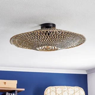plafondlamp Bali, Ø 60 cm, zwart/naturel, bamboe van GOOD&MOJO in Naturel, Zwart – productfoto 2 van 5