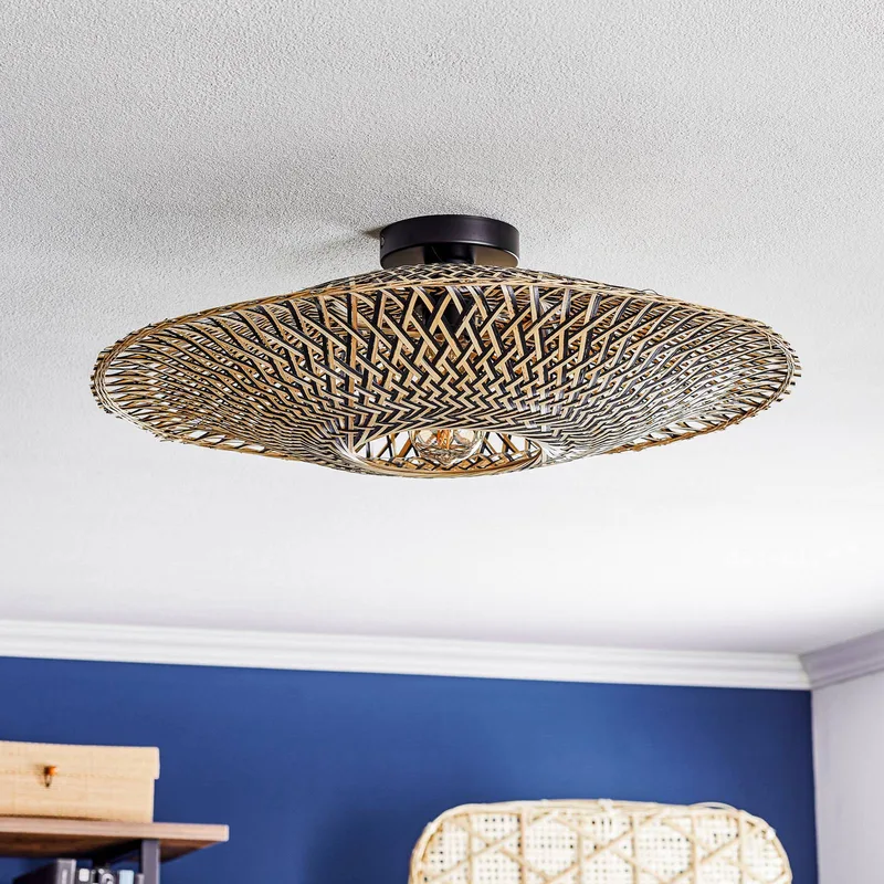 plafondlamp Bali, Ø 60 cm, zwart/naturel, bamboe van GOOD&MOJO in Naturel, Zwart – productfoto 2 van 5