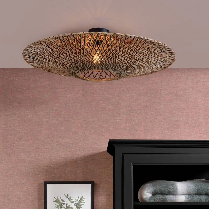 Plafondlamp Bali, Ø 87 cm, zwart/naturel, bamboe by GOOD&MOJO in Natural, Black – product photo 2 of 5