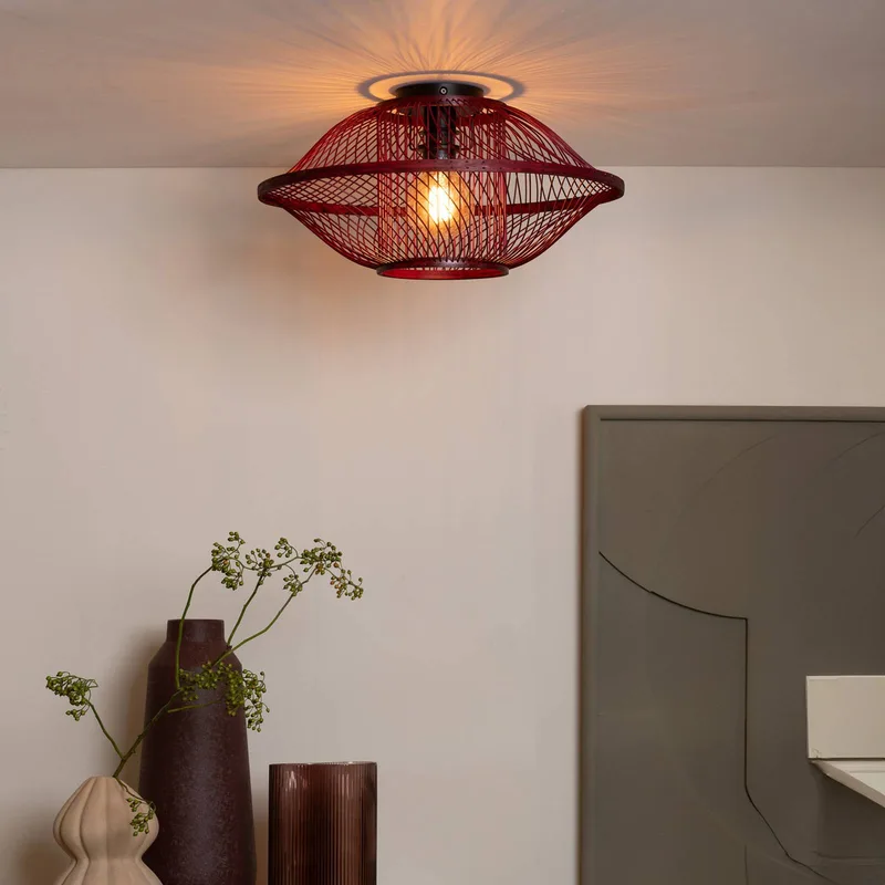 Plafondlamp Maui, rood, Ø 50 cm, bamboe, E27 by GOOD&MOJO in Bordeauxrood – product photo 3 of 5