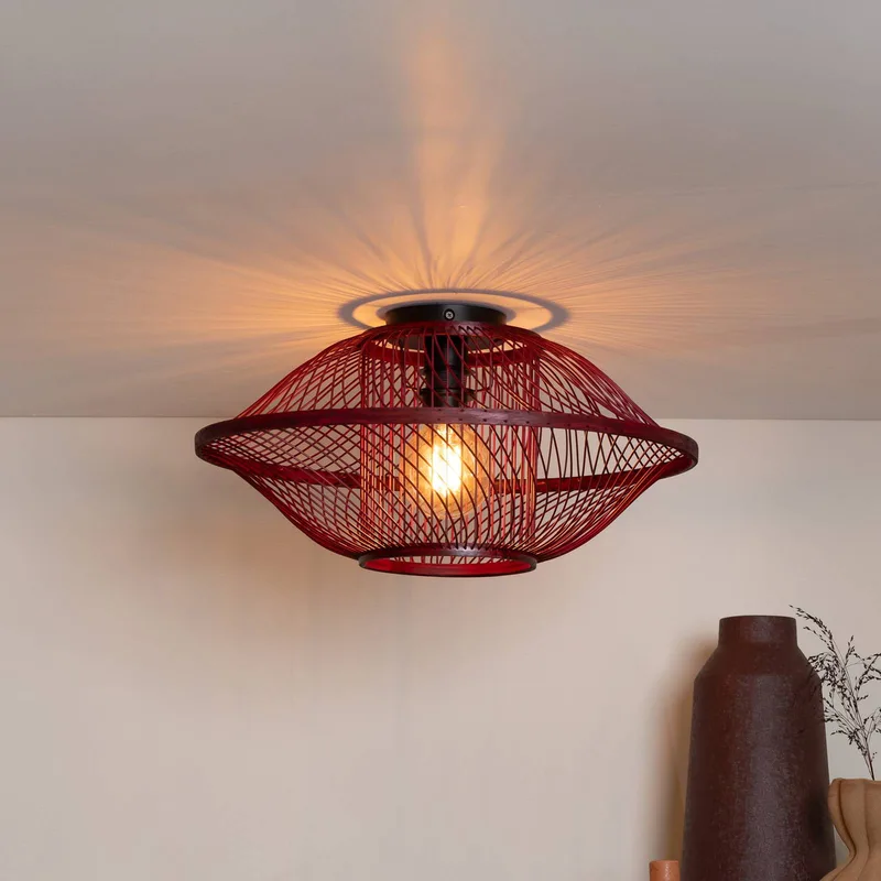 Plafondlamp Maui, rood, Ø 50 cm, bamboe, E27 by GOOD&MOJO in Bordeauxrood – product photo 1 of 5