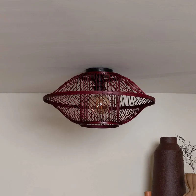 Plafondlamp Maui, rood, Ø 50 cm, bamboe, E27 by GOOD&MOJO in Bordeauxrood – product photo 2 of 5