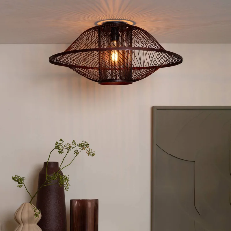 Plafondlamp Maui, rood, Ø 70 cm, bamboe, E27 by GOOD&MOJO in Bordeauxrood – product photo 3 of 5