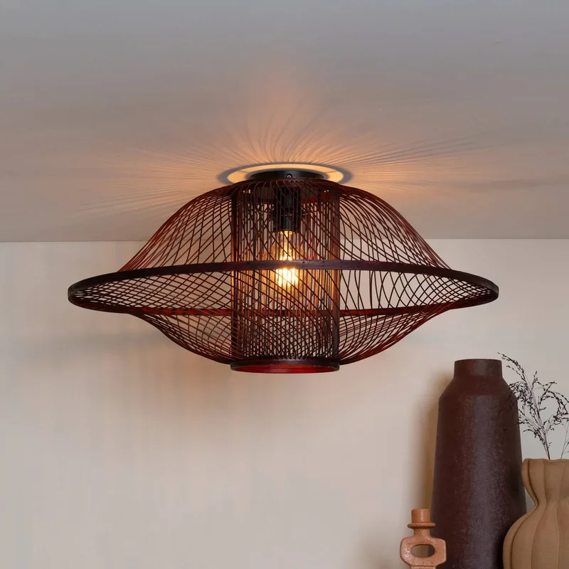 Plafondlamp Maui, rood, Ø 70 cm, bamboe, E27 by GOOD&MOJO in Bordeauxrood – product photo 1 of 5