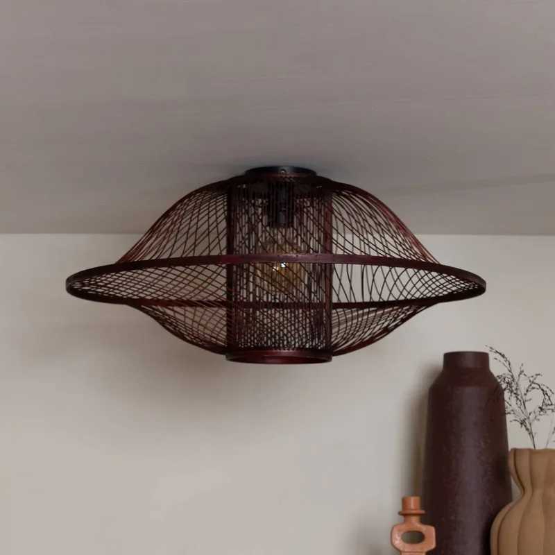 Plafondlamp Maui, rood, Ø 70 cm, bamboe, E27 by GOOD&MOJO in Bordeauxrood – product photo 2 of 5