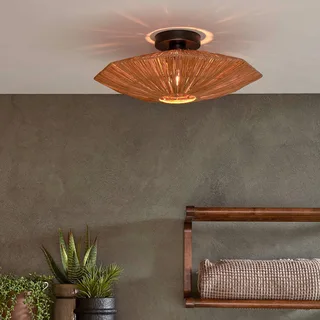 plafondlamp Panama, bruin, Ø 45 cm, raffia by GOOD&MOJO in Brown, Black – product photo 2 of 5