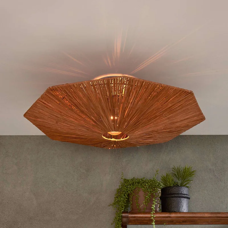plafondlamp Panama, bruin, Ø 65 cm, raffia by GOOD&MOJO in Brown, Black – product photo 1 of 5
