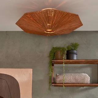 plafondlamp Panama, bruin, Ø 65 cm, raffia by GOOD&MOJO in Brown, Black – product photo 2 of 5