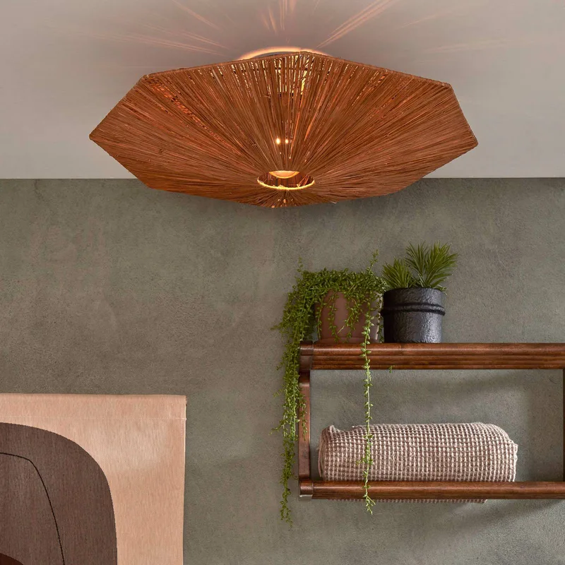 plafondlamp Panama, bruin, Ø 65 cm, raffia by GOOD&MOJO in Brown, Black – product photo 2 of 5
