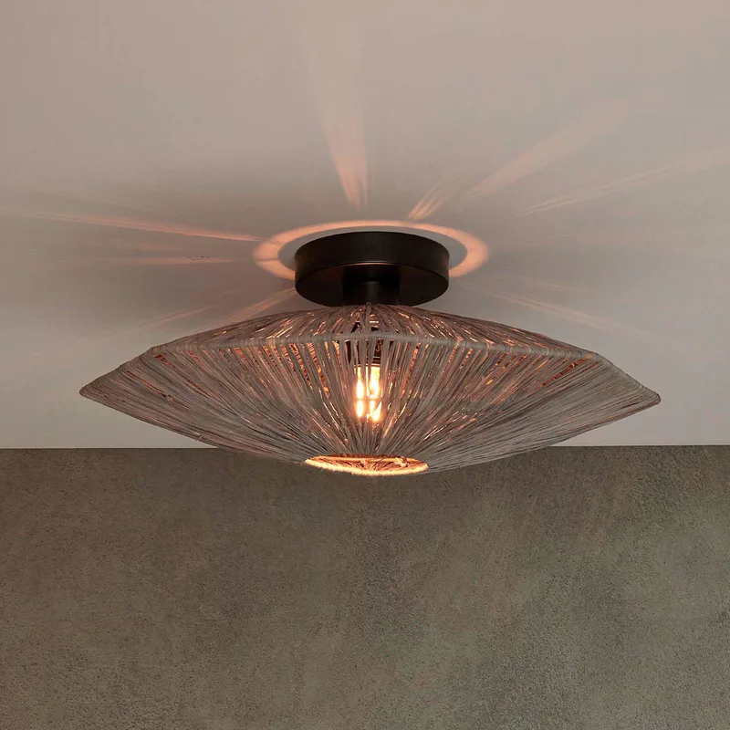 Plafondlamp Panama, donkergrijs, Ø 45 cm, raffia von GOOD&MOJO in Dunkelgrau, Schwarz – Produktfoto 1 von 5