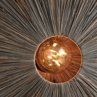 plafondlamp Panama, donkergrijs, Ø 65 cm, raffia de GOOD&MOJO en Gris foncé, Noir – photo du produit 4 sur 5