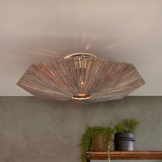plafondlamp Panama, donkergrijs, Ø 65 cm, raffia de GOOD&MOJO en Gris foncé, Noir – photo du produit 1 sur 5
