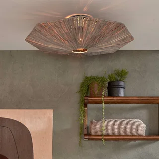 plafondlamp Panama, donkergrijs, Ø 65 cm, raffia de GOOD&MOJO en Gris foncé, Noir – photo du produit 2 sur 5