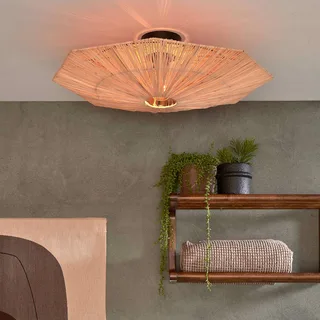 Plafondlamp Panama, naturel, Ø 65 cm, raffia fra GOOD&MOJO i Natur, Sort – produktbillede 2 af 5
