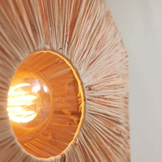 Plafondlamp Panama, naturel, Ø 65 cm, raffia fra GOOD&MOJO i Natur, Sort – produktbillede 3 af 5