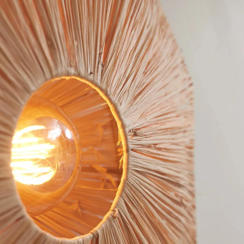 Plafondlamp Panama, naturel, Ø 65 cm, raffia fra GOOD&MOJO i Natur, Sort – produktbillede 3 af 5