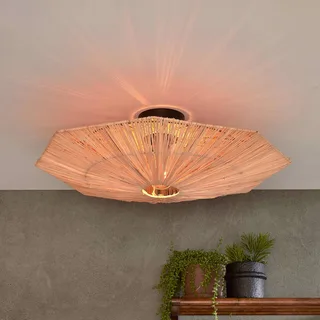 Plafondlamp Panama, naturel, Ø 65 cm, raffia fra GOOD&MOJO i Natur, Sort – produktbillede 1 af 5