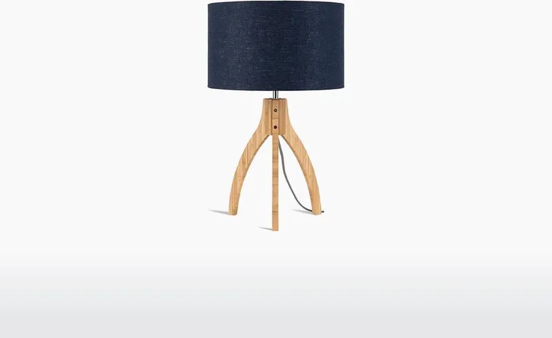 Tafellamp Annapurna - Blauw/Bamboe - Ø36cm - Scandinavisch,Bohemian by GOOD&MOJO in Blue – product photo