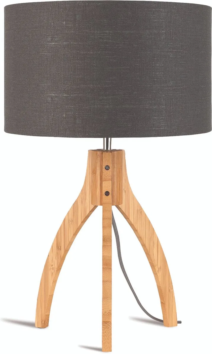 Tafellamp Annapurna - Donkergrijs/Bamboe - Ø36cm - Scandinavisch,Bohemian by GOOD&MOJO in Grey – product photo