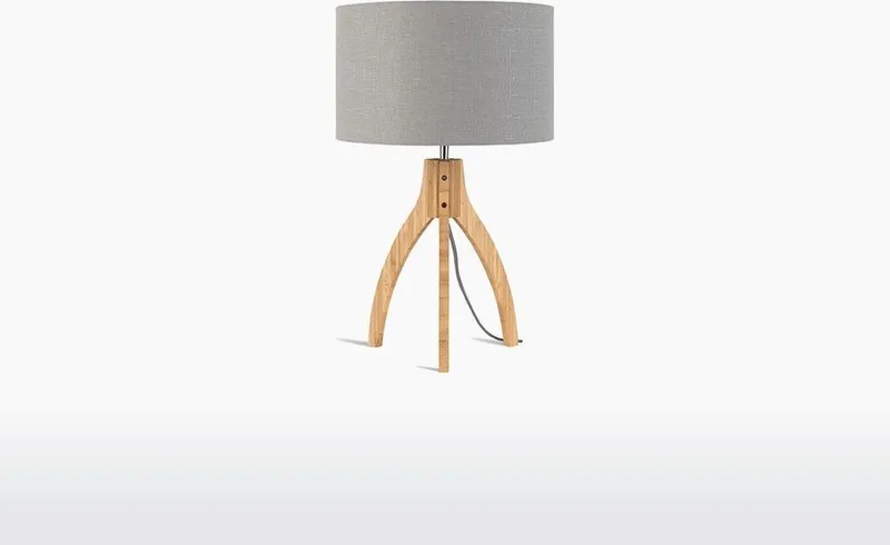 Tafellamp Annapurna - Lichtgrijs/Bamboe - Ø36cm - Scandinavisch,Bohemian de GOOD&MOJO en Gris – photo du produit