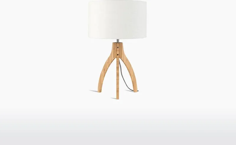 Tafellamp Annapurna - Wit/Bamboe - Ø36cm - Scandinavisch,Bohemian van GOOD&MOJO in Wit – productfoto