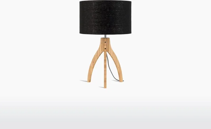 Tafellamp Annapurna - Zwart/Bamboe - Ø36cm - Scandinavisch,Bohemian by GOOD&MOJO in Black – product photo