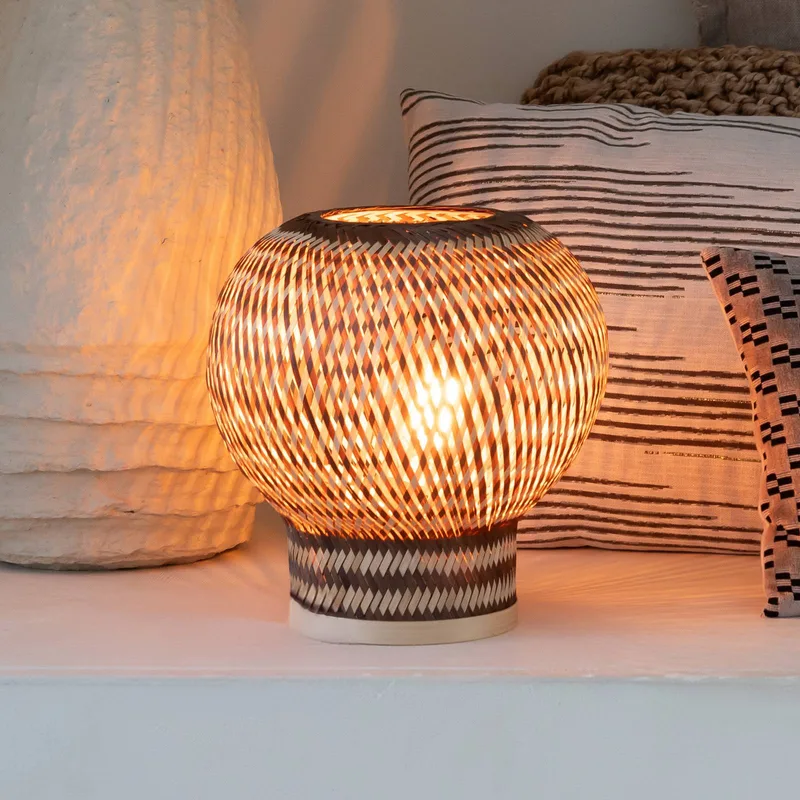 tafellamp Barbados, bruin, Ø 25 cm, bamboe, E27 by GOOD&MOJO in Natuurlijk bamboe, Brown – product photo 1 of 5