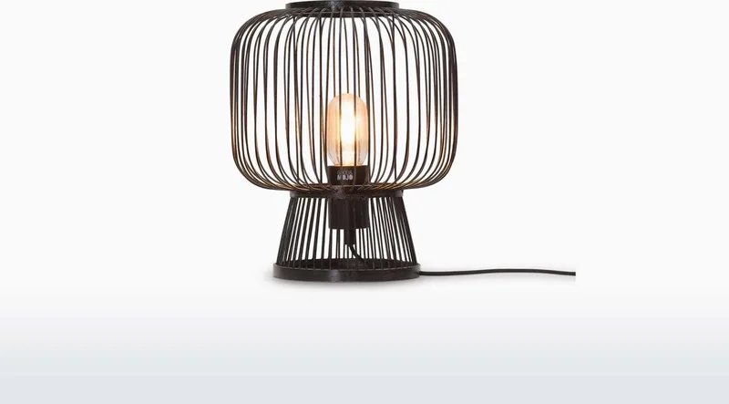 Tafellamp Cango - Bamboe - Ø26cm - Scandinavisch,Bohemian von GOOD&MOJO in Schwarz – Produktfoto