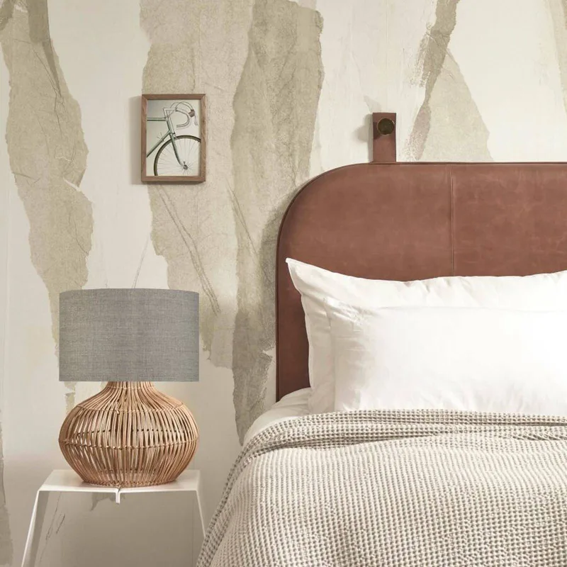 tafellamp Kalahari, 32 cm, donker linnen von GOOD&MOJO in Licht hout, Donker linnen – Produktfoto 3 von 4