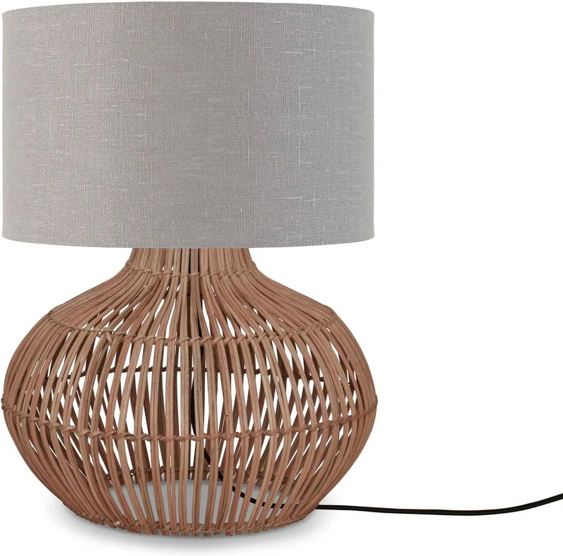 Tafellamp Kalahari - Lichtgrijs/Rotan - Ø32cm - Modern by Good&Mojo in Grey – product photo
